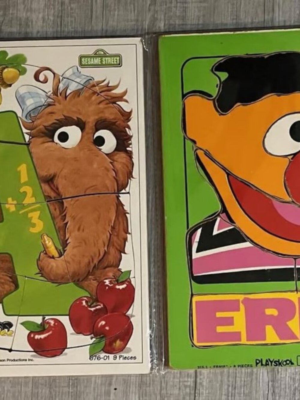 MUPPET WOODEN PUZZLES - Jim Henson Ernie & Snuffleupagus Toddlers Learning Toys